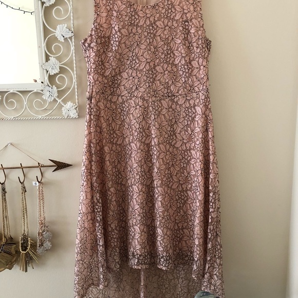 Beautiful Pink/Blush lace high-lo dress - Picture 3 of 8